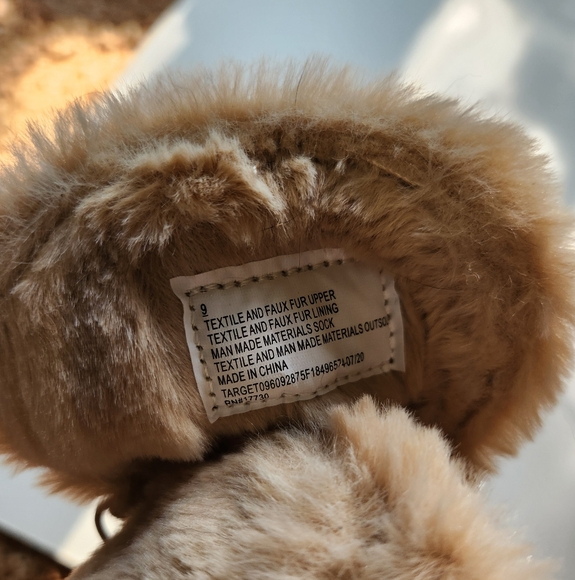 Women's Tan Lace-Up Faux Suede Ankle Boots, With Faux Fur - Picture 3 of 7